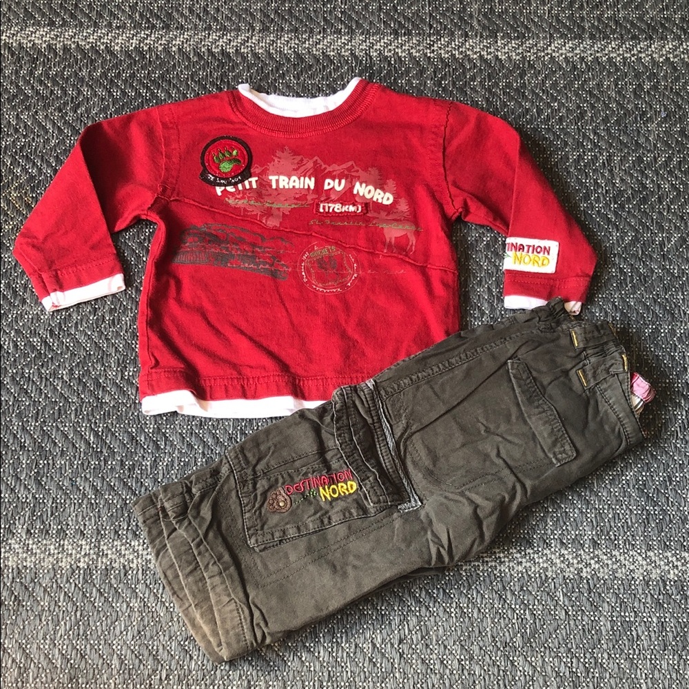 Kids Red Graphic Sweatshirt & cargo Pants Matching Set